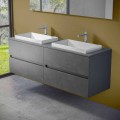 Suspended Bathroom Furniture with Double Built-in Washbasin, Modern Design - Dumbo