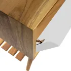 Floor Bathroom Cabinet in Reclaimed Teak and White Support Top - Gatien Viadurini