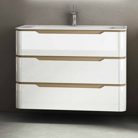 Bathroom cabinet with 3 drawers modern Arya wood, made in Italy Viadurini
