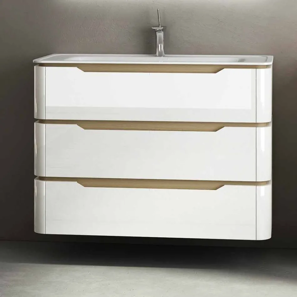 Bathroom cabinet with 3 drawers modern Arya wood, made in Italy Viadurini