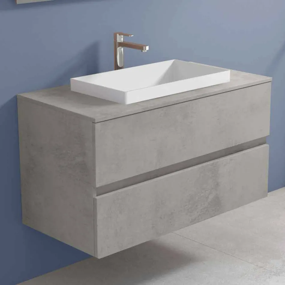 Bathroom cabinet with built-in washbasin, modern suspended design - Casimira Viadurini