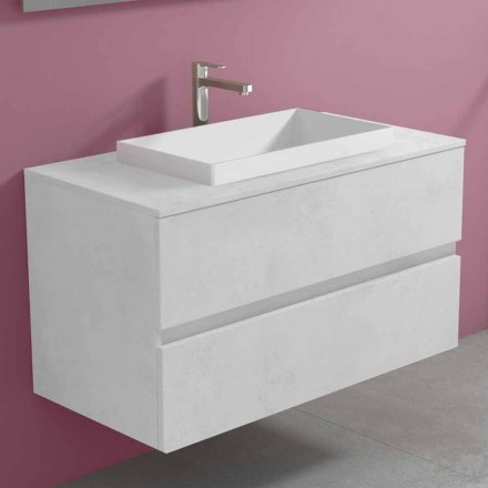 Bathroom cabinet with built-in washbasin, modern suspended design - Casimira Viadurini