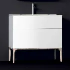 Bathroom cabinet with integrated modern sink Amber, resin and lacquered wood Viadurini