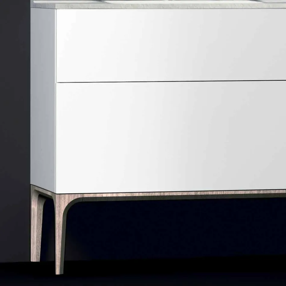 Bathroom cabinet with integrated modern sink Amber, resin and lacquered wood Viadurini