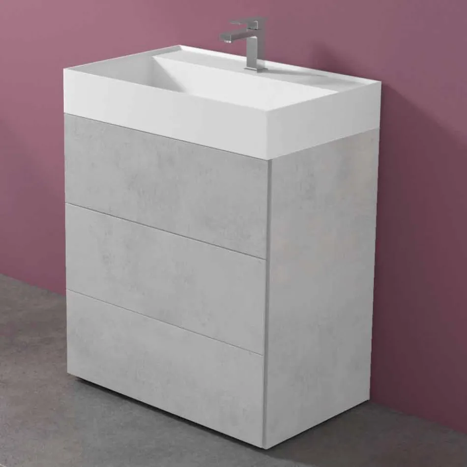Modern Design Floor Bathroom Cabinet in Laminate with Resin Washbasin - Pompei Viadurini