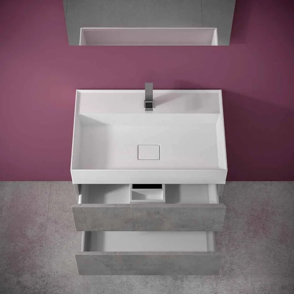 Modern Design Floor Bathroom Cabinet in Laminate with Resin Washbasin - Pompei Viadurini