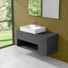 Suspended Design Bathroom Cabinet with Modern Style Countertop Washbasin - Pistillo Viadurini