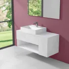 Suspended Design Bathroom Cabinet with Modern Style Countertop Washbasin - Pistillo Viadurini