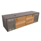 160 cm Wall-Hung Bathroom Cabinet in 8 mm Tempered Glass and European Oak - Excelsior Viadurini