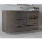 Suspended bathroom cabinet 3 drawers + 2 wooden doors Happy, integrated sink Viadurini
