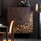 Grilli Zarafa 2-door design bar cabinet made of ebony wood in Italy Viadurini