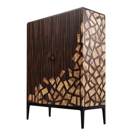 Grilli Zarafa 2-door design bar cabinet made of ebony wood in Italy Viadurini