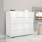 Mobile White Drawer 4 Drawers Design in Sustainable Wood - Sabine Viadurini