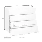 Mobile White Drawer 4 Drawers Design in Sustainable Wood - Sabine Viadurini