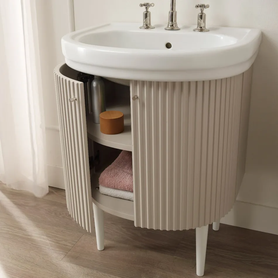 Cabinet with Two Doors and One Shelf with Washbasin Made in Italy - Candy Viadurini