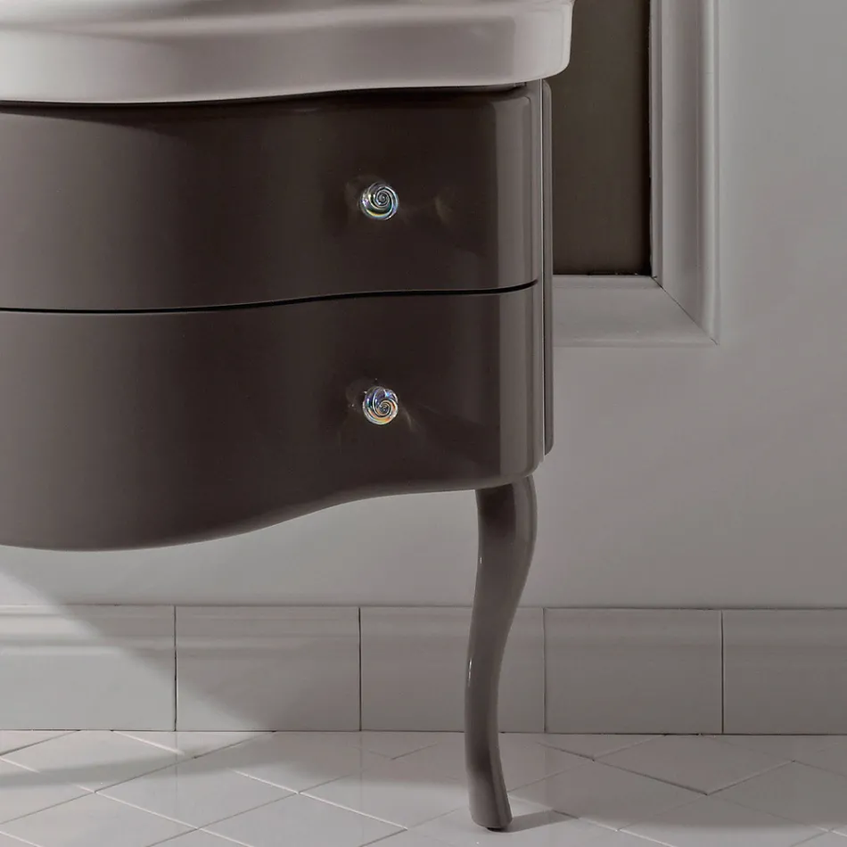 Glossy Lacquered Cabinet with Two Drawers and Washbasin Made in Italy - Candy Viadurini
