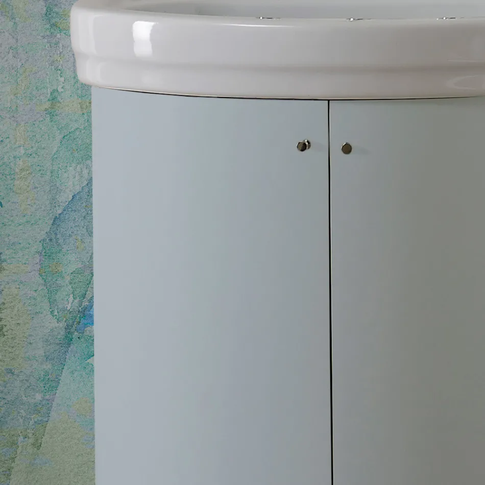 Cabinet with Ceramic Washbasin and 2 Sky Blue Doors - Candy Viadurini