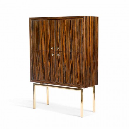 Modern storage unit with 4 doors in shiny ebony wood Ada Viadurini