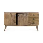 Mobile Sideboard 2 Doors 3 Drawers in Vintage Mango Wood - Desiderio Viadurini