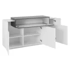 Mobile Sideboard 4 Doors White and Anthracite Wood, Cement or Maple - Therese Viadurini