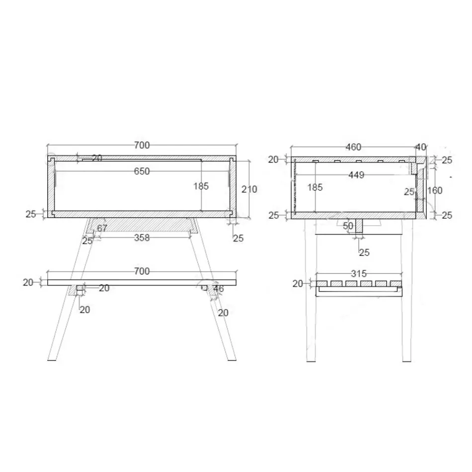 Floor-standing Blue Bathroom Cabinet in Natural Teak with Colored Drawer - Gatien Viadurini