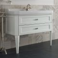 Bathroom Cabinet with Two Drawers and Ceramic Washbasin Made in Italy - Rome