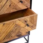 Black Metal Living Room Cabinet with 3 Wooden Drawers - Wreck Viadurini