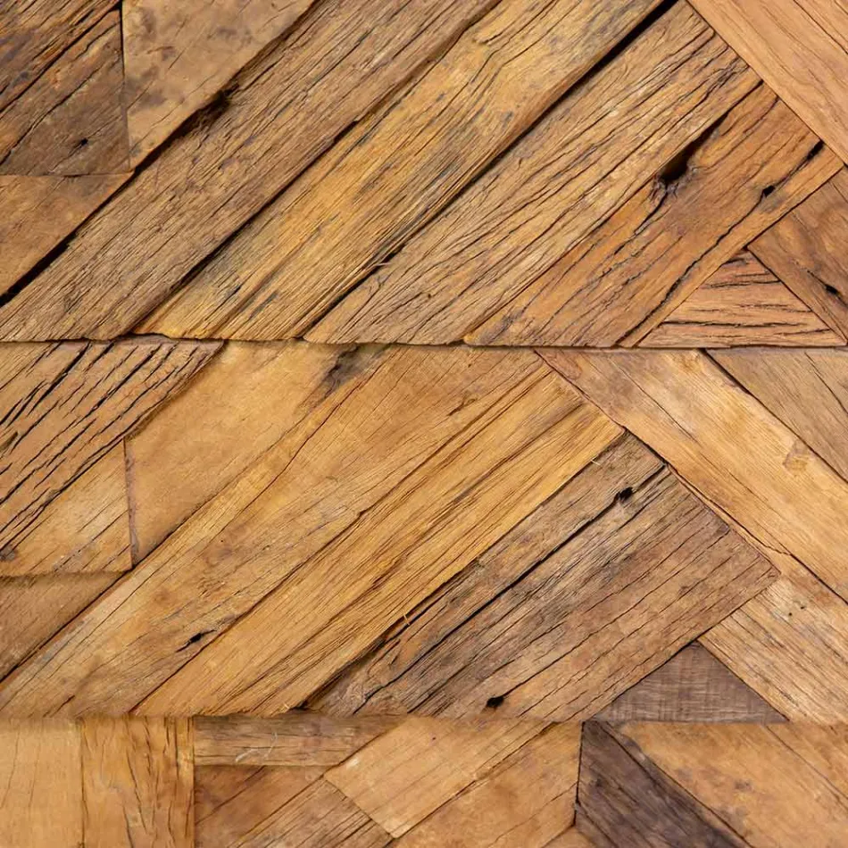 Black Metal Living Room Cabinet with 3 Wooden Drawers - Wreck Viadurini