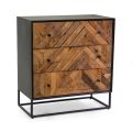Black Metal Living Room Cabinet with 3 Wooden Drawers - Wreck