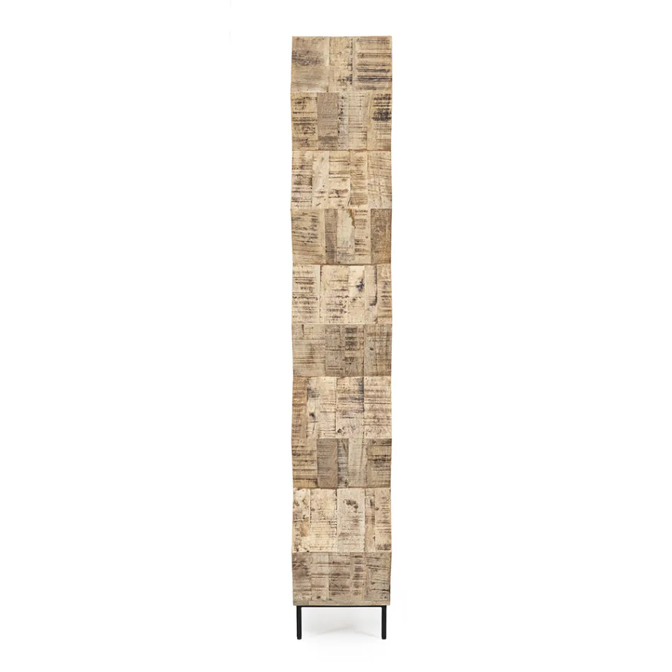 Living Room Bookcase in Mango Wood Honeycomb Design - Carida Viadurini