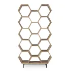 Living Room Bookcase in Mango Wood Honeycomb Design - Carida Viadurini