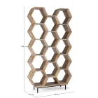 Living Room Bookcase in Mango Wood Honeycomb Design - Carida Viadurini
