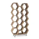 Living Room Bookcase in Mango Wood Honeycomb Design - Carida Viadurini