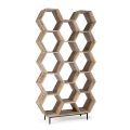 Living Room Bookcase in Mango Wood Honeycomb Design - Carida