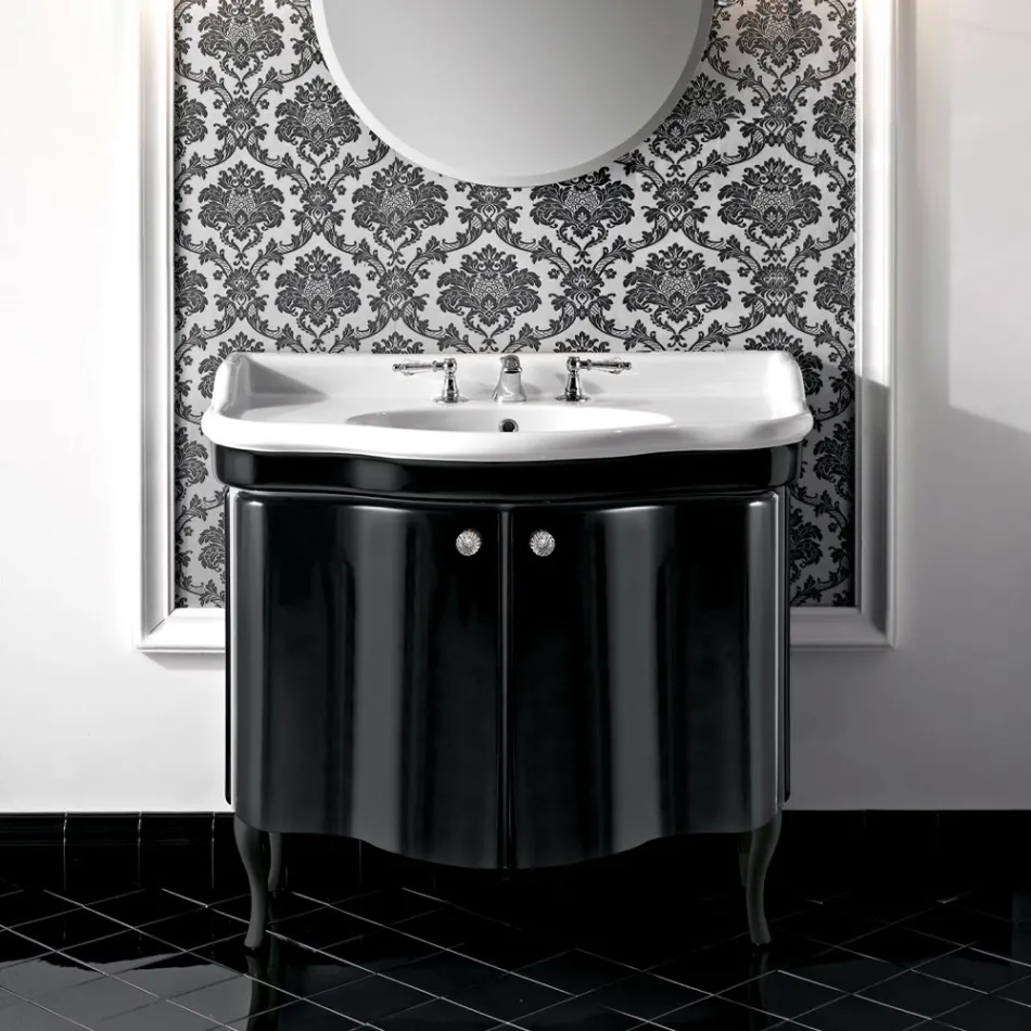 Modern Cabinet with Two Glossy Lacquered Doors Made in Italy - Candy Viadurini