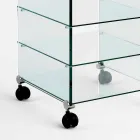 Multipurpose Cabinet with Transparent Glass Wheels with 3,6,8 or 10 Shelves - Versatilio Viadurini