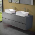 Suspended Bathroom Cabinet with Double Countertop Washbasin - Mandrillo