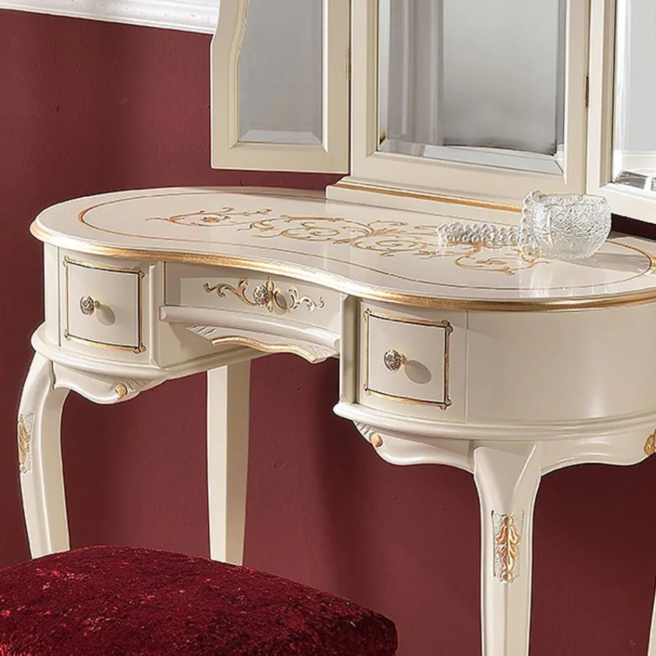 Wooden Dressing Table with Drawers and Mirror Made in Italy - Luxury Viadurini