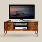 Classic TV Stand in Walnut Wood 4 Drawers Made in Italy - Prince Viadurini
