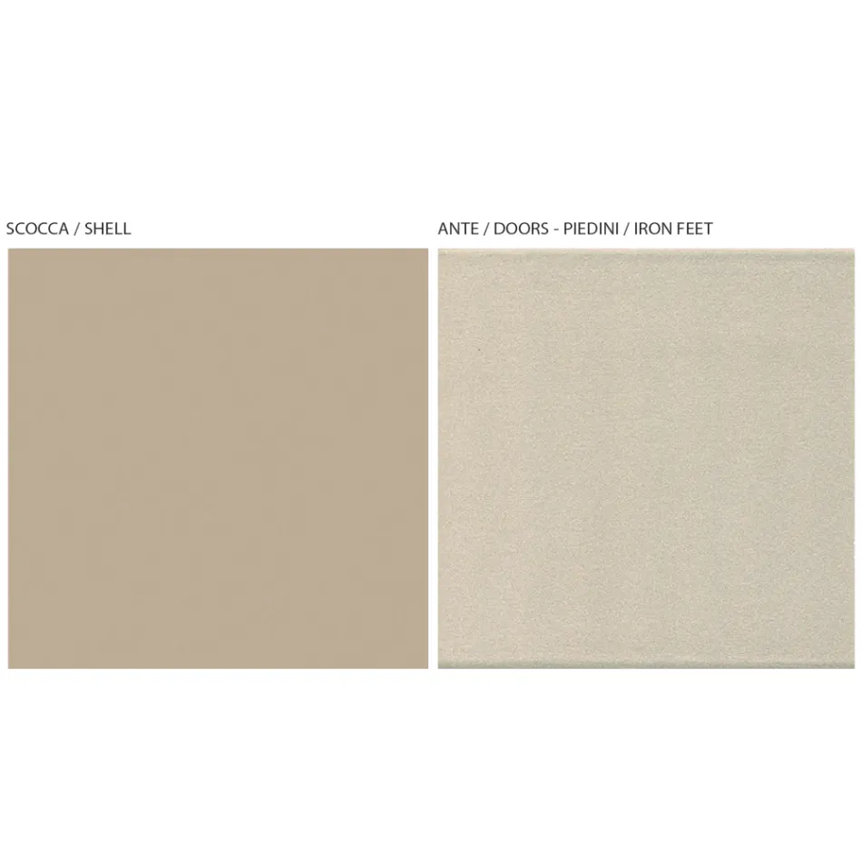 TV Cabinet with 2 Doors and 1 Drawer in Nickel and Carbon Finish - Inga Viadurini