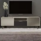 TV Cabinet with 2 Doors and 1 Drawer in Nickel and Carbon Finish - Inga Viadurini