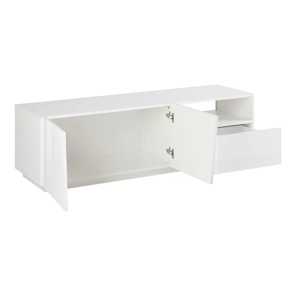 TV Cabinet with 2 Doors, a Drawer and an Open Compartment Made in Italy - Popilio Viadurini