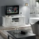 TV Cabinet with 2 Open Compartments and 2 White Lacquered Doors Made in Italy - Atai Viadurini
