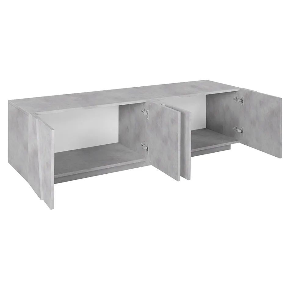 Living Room TV Stand with 4 Melamine Doors Made in Italy - Naditza Viadurini