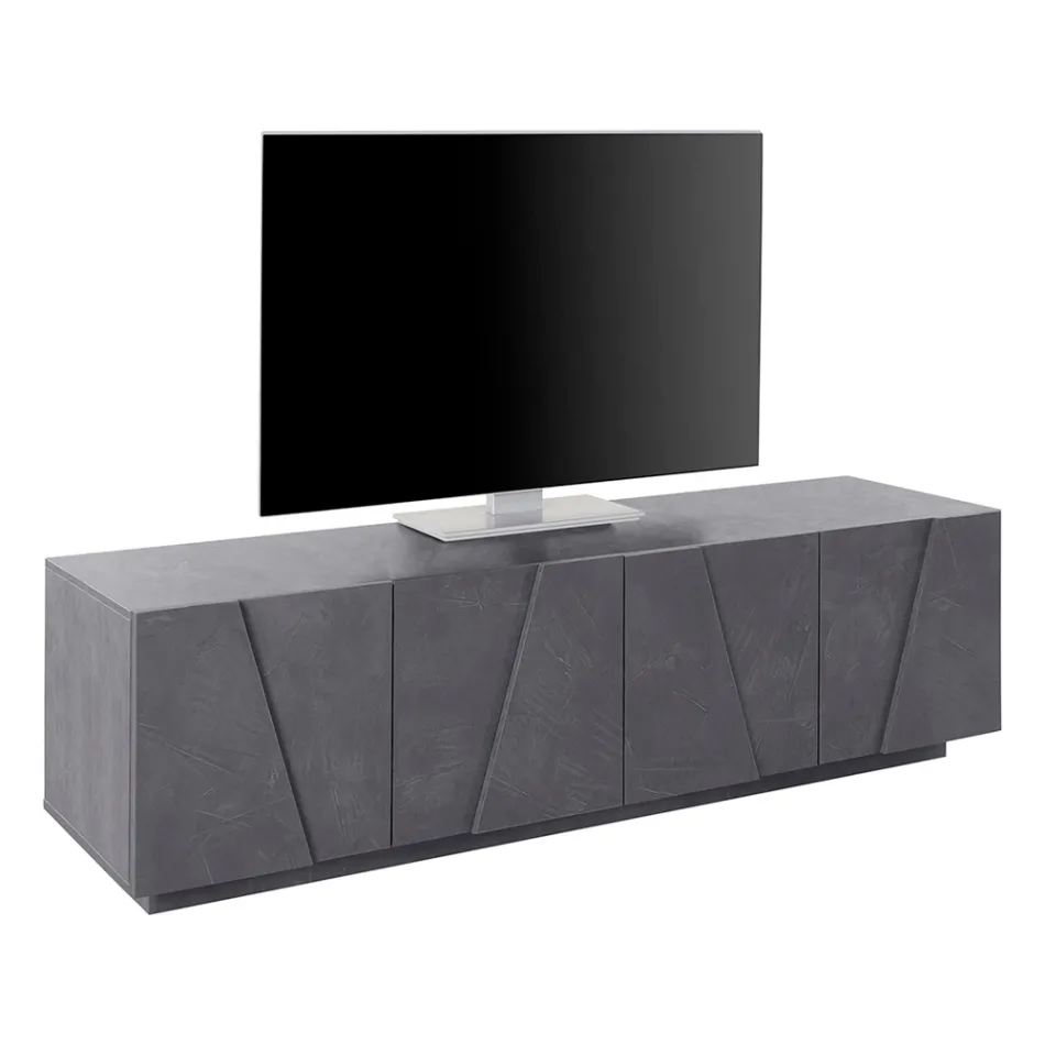 Living Room TV Stand with 4 Melamine Doors Made in Italy - Naditza Viadurini