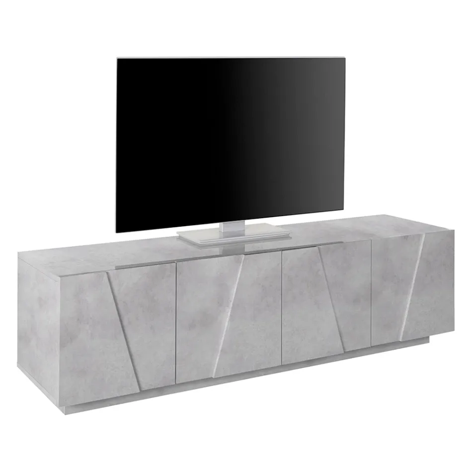Living Room TV Stand with 4 Melamine Doors Made in Italy - Naditza Viadurini