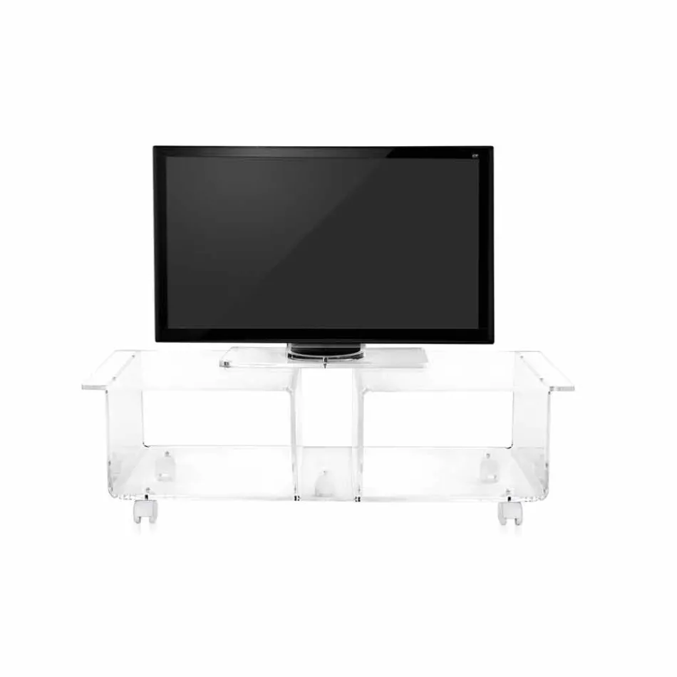 Contemporary mobile TV rack in Plexiglass transparent Mago Double Viadurini