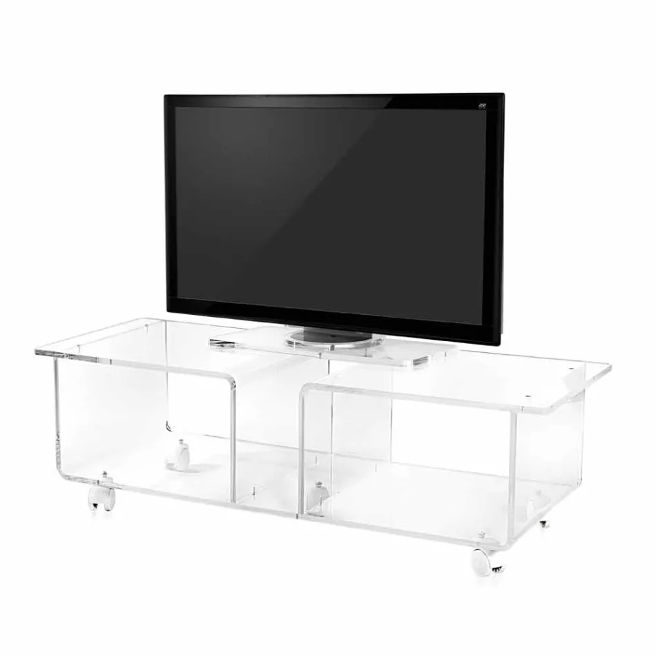 Contemporary mobile TV rack in Plexiglass transparent Mago Double Viadurini