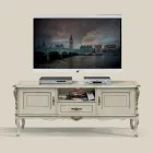 Luxury TV Cabinet in White and Silver Wood Made in Italy - Cheverny Viadurini