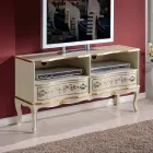 Wooden Tv Stand 2 Drawers Classic Style Made in Italy - Prince Viadurini